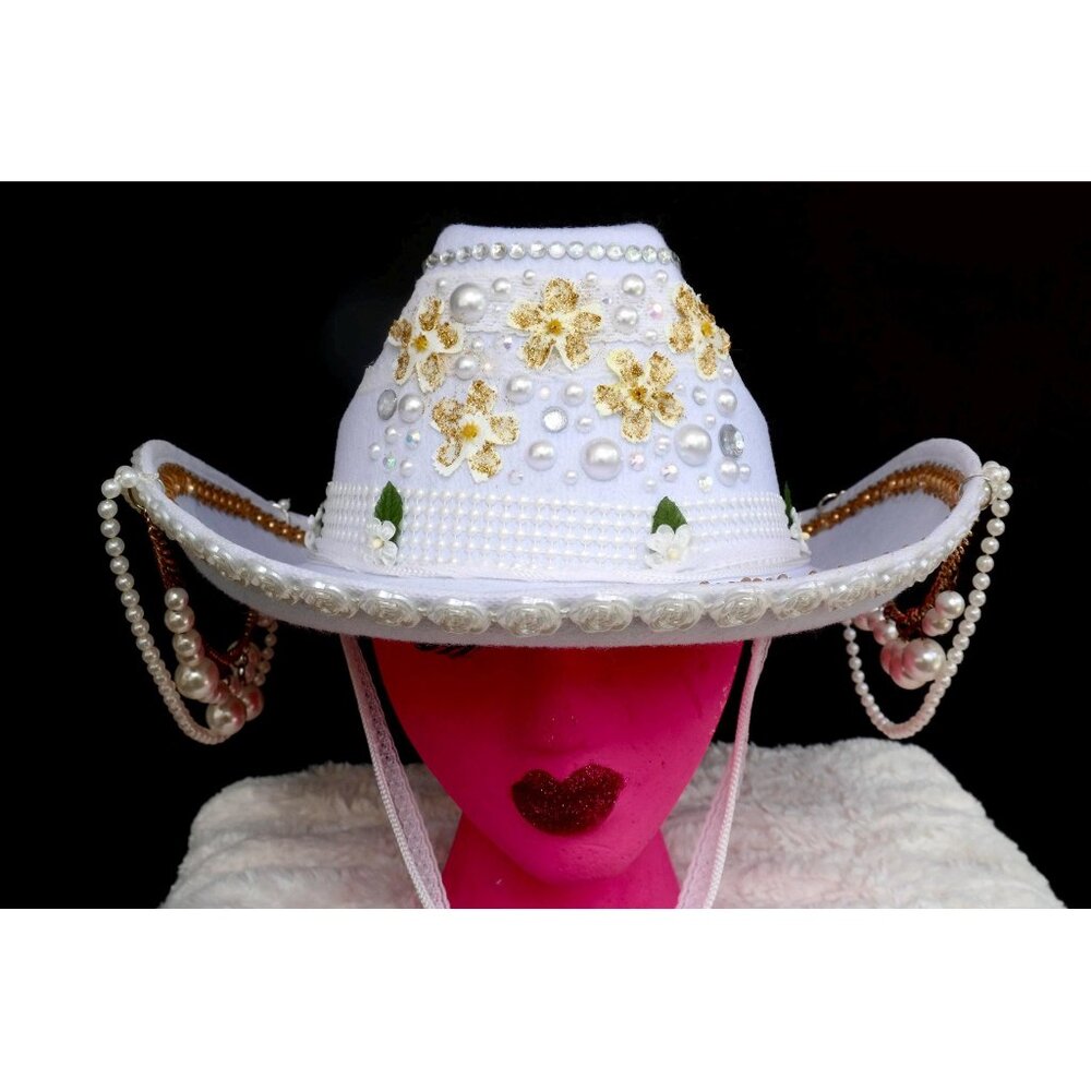 Flowers & Pearls Cowgirl Hat